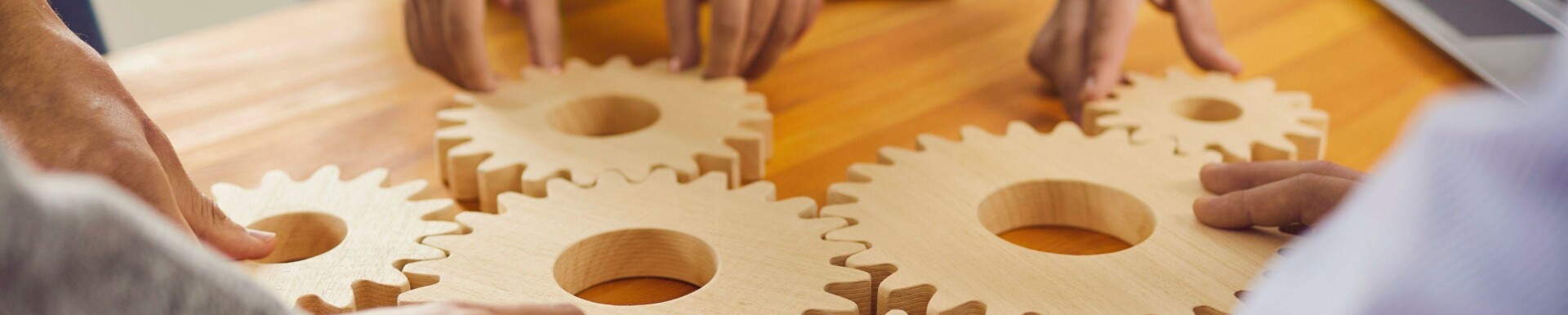 BiSL: overleg over informatiemanagement met tandwielen als symbool voor processturing en samenwerking